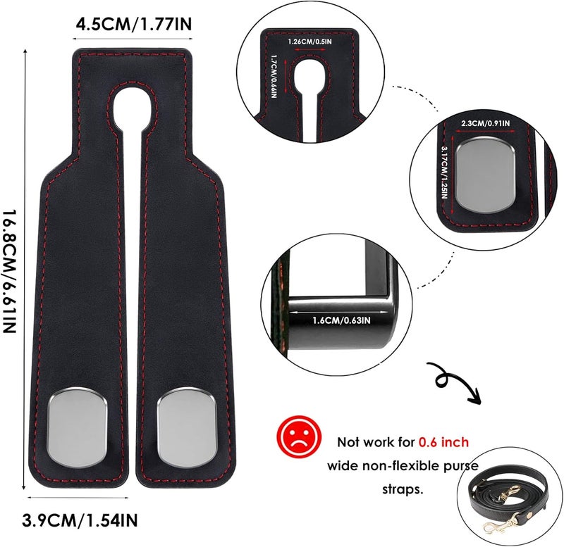 DYREOOE Purse Hook for Car, Universal Thickened Leather Sturdy Metal Car Purse Hook - Double Car Hooks, Bag Hooks for Car (Black - 2 Pack) - Image 5